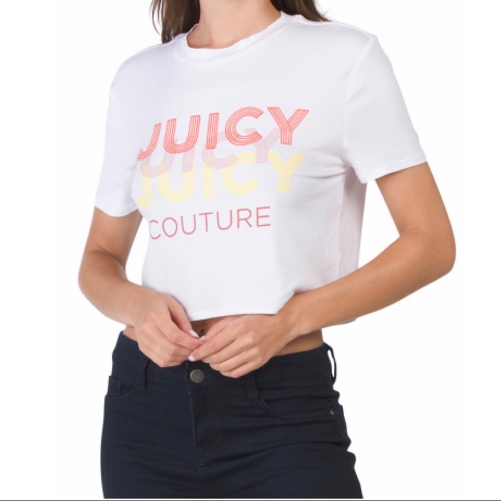 Juicy Couture Stroke Graphic Logo Tee White Orange Size Medium
